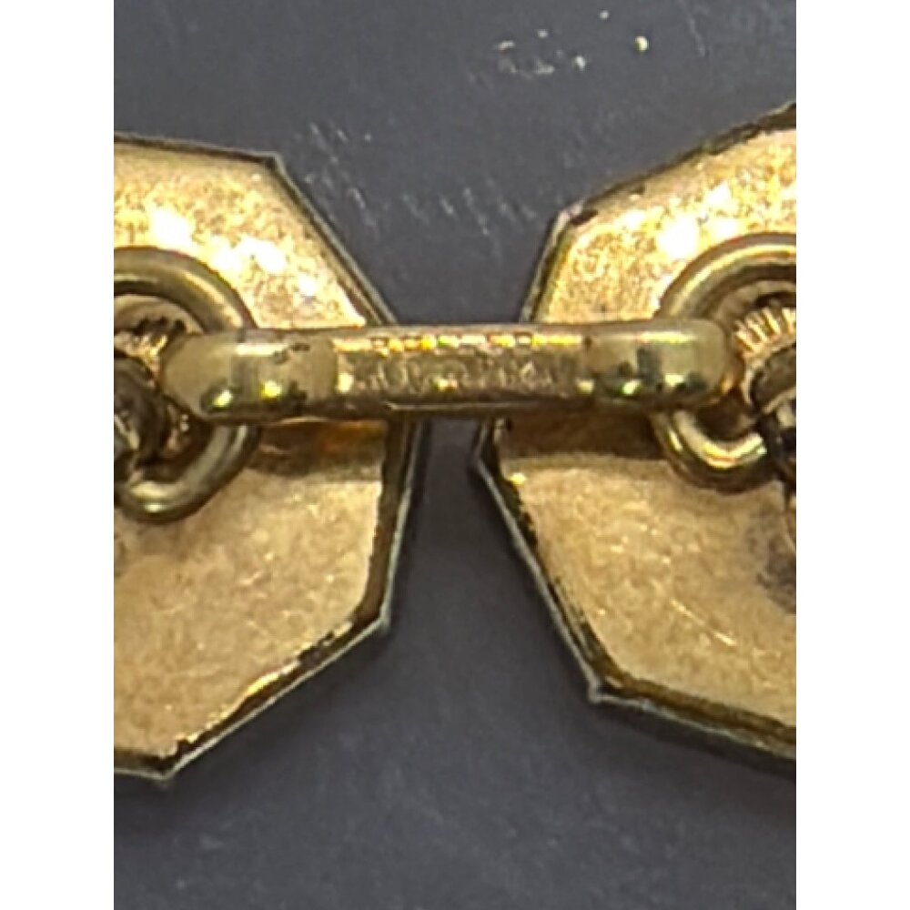 Vintage Art Deco Mother of Pearl Rolled Gold Plate Tuxedo Double Sided Cufflinks - Picture 2 of 14